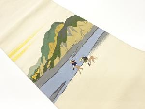 綴れ古代人物に風景模様織出し名古屋帯